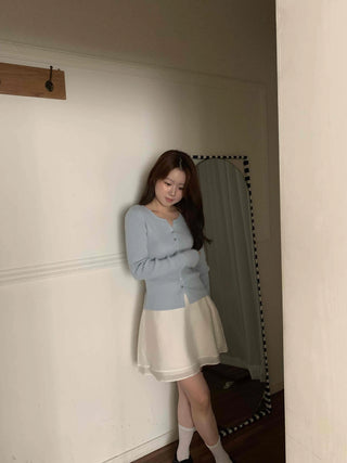 Effortless Chic Plain Round Neck Ribbed Cardigan