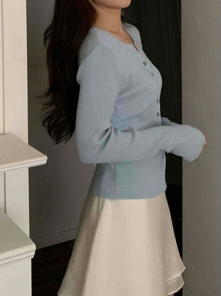 Effortless Chic Plain Round Neck Ribbed Cardigan