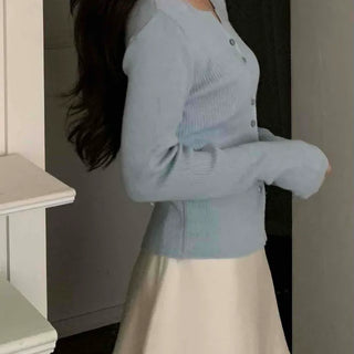 Effortless Chic Plain Round Neck Ribbed Cardigan