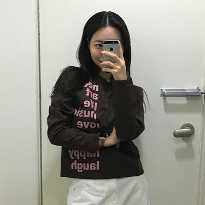 Nuri List Lettering Long Sleeve T-shirt