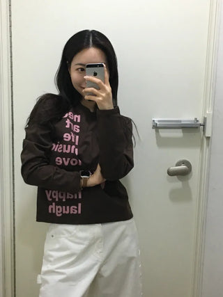 Nuri List Lettering Long Sleeve T-shirt
