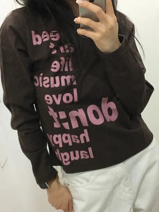 Nuri List Lettering Long Sleeve T-shirt