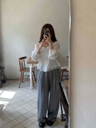 Elegant Heartneck Puff Blouse & Tie