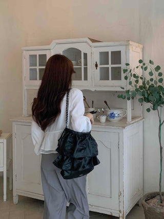 Elegant Heartneck Puff Blouse & Tie