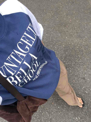 Street Long Sleeve Plain Cotton Sweatshirt