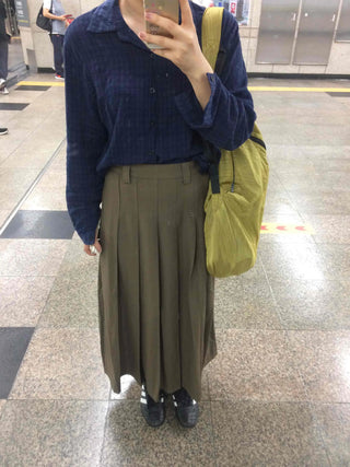Basic Lower Body Cover Plain Pleated Long Skirt