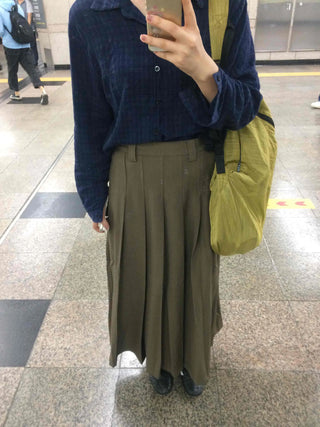 Basic Lower Body Cover Plain Pleated Long Skirt