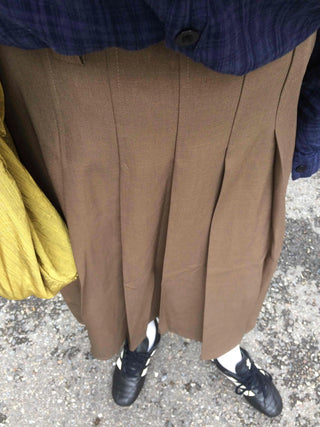 Basic Lower Body Cover Plain Pleated Long Skirt
