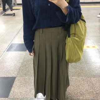 Basic Lower Body Cover Plain Pleated Long Skirt
