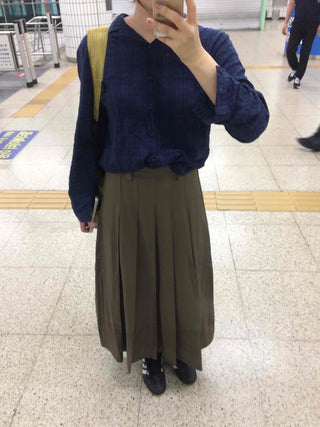 Basic Lower Body Cover Plain Pleated Long Skirt