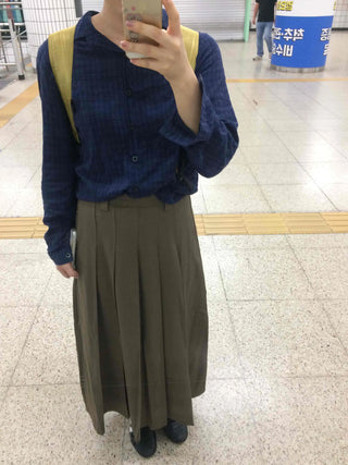Basic Lower Body Cover Plain Pleated Long Skirt