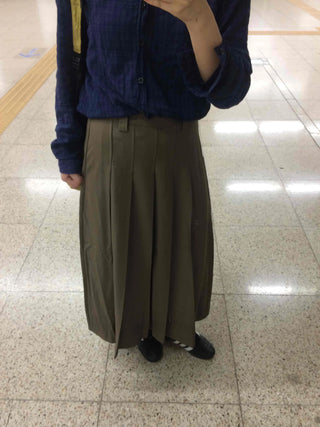 Basic Lower Body Cover Plain Pleated Long Skirt