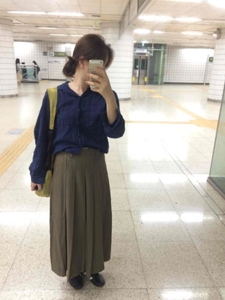 Basic Lower Body Cover Plain Pleated Long Skirt