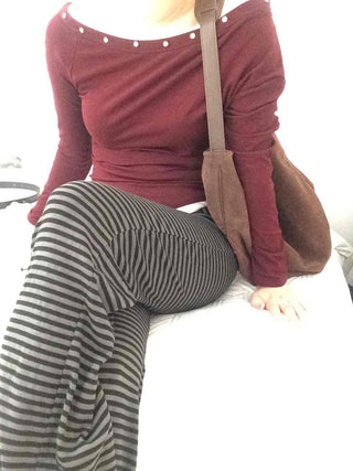Street Striped Bootcut Long Pants