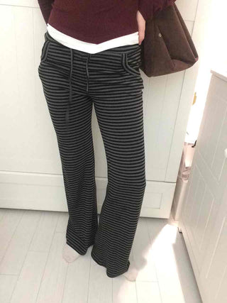 Street Striped Bootcut Long Pants