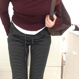 Street Striped Bootcut Long Pants