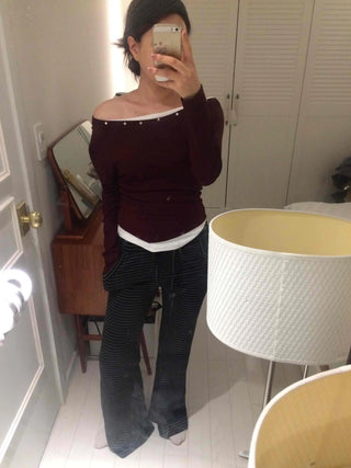 Street Striped Bootcut Long Pants