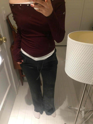 Street Striped Bootcut Long Pants