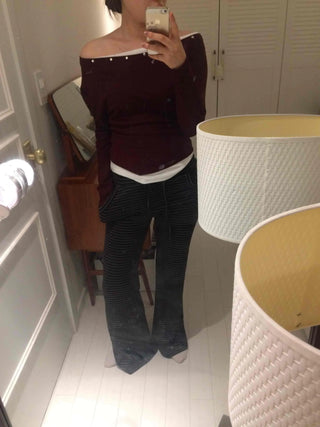 Street Striped Bootcut Long Pants