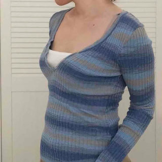 Newtro Striped Button Long Sleeve T-shirt