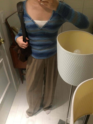 Newtro Striped Button Long Sleeve T-shirt