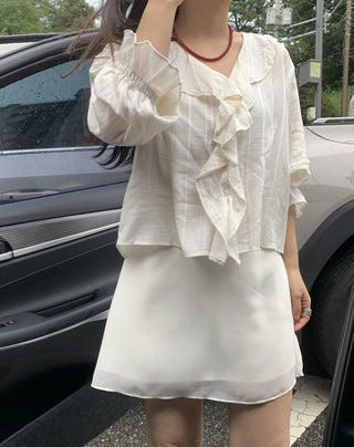 Boho Chic Cotton V-Neck Blouse