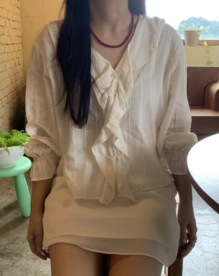 Boho Chic Cotton V-Neck Blouse