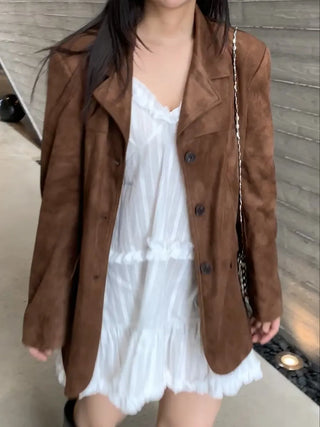 Suede/Leather Plain Jacket