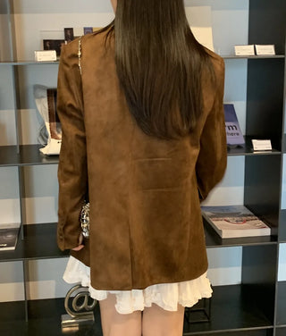 Suede/Leather Plain Jacket