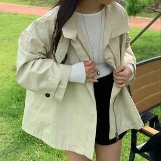 Autumn Cotton Striped Short Coat