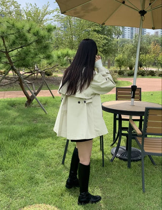 Autumn Cotton Striped Short Coat