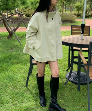 Autumn Cotton Striped Short Coat