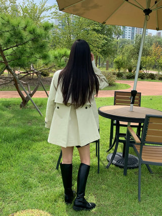 Autumn Cotton Striped Short Coat