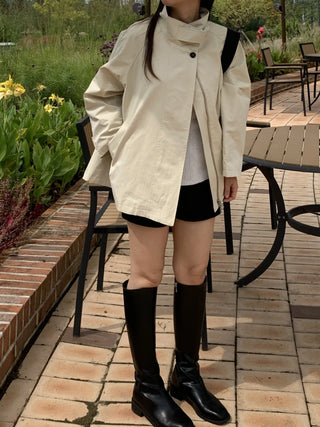 Autumn Cotton Striped Short Coat