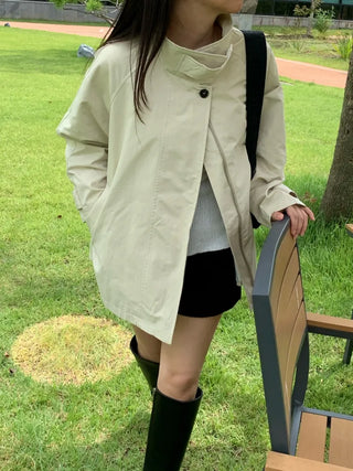 Autumn Cotton Striped Short Coat