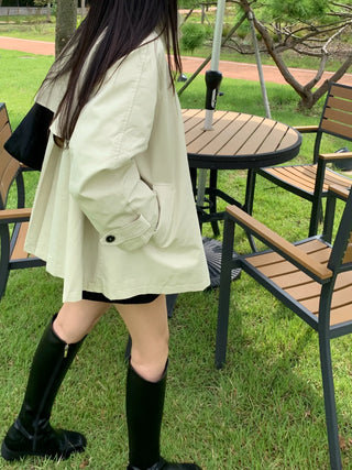 Autumn Cotton Striped Short Coat