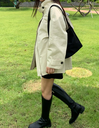 Autumn Cotton Striped Short Coat