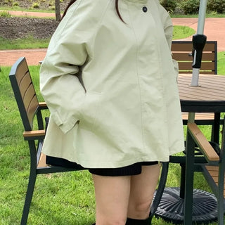 Autumn Cotton Striped Short Coat