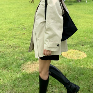 Autumn Cotton Striped Short Coat