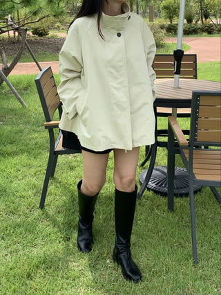 Autumn Cotton Striped Short Coat