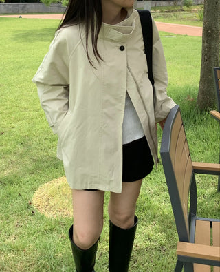 Autumn Cotton Striped Short Coat