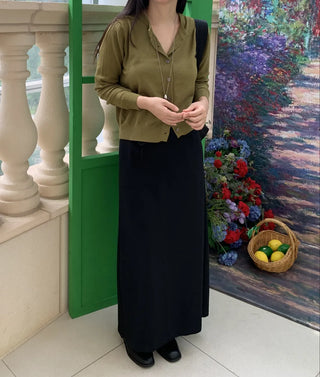 Pure Maxi Plain H-Line Long Skirt