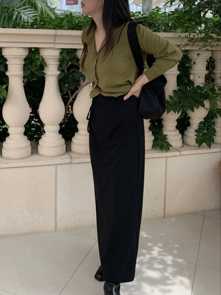 Pure Maxi Plain H-Line Long Skirt
