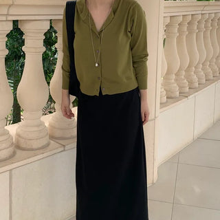 Pure Maxi Plain H-Line Long Skirt