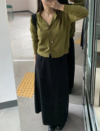 Pure Maxi Plain H-Line Long Skirt