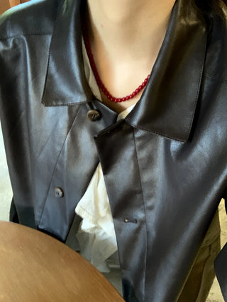 Basic Leather Plain Jacket
