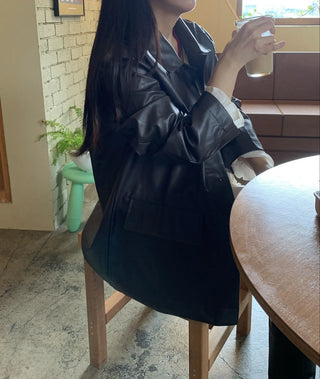 Basic Leather Plain Jacket