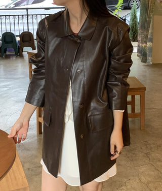 Basic Leather Plain Jacket