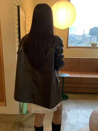 Basic Leather Plain Jacket