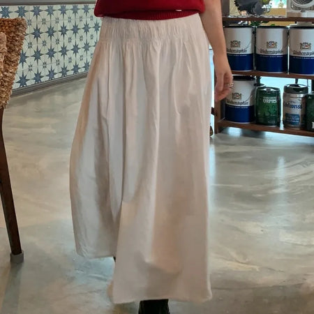Ivory minimalist date look plain cotton long skirt